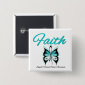 Baarmoederhalskanker Faith Vlinderlint Vierkante Button 5,1 Cm (Voorkant /achterkant)
