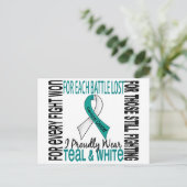 Baarmoederhalskanker Ik ben trots Draag Blauwgroen Briefkaart (Staand voorkant)