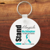 Baarmoederhalskanker ik sta naast mijn dochter sleutelhanger (Voorkant)