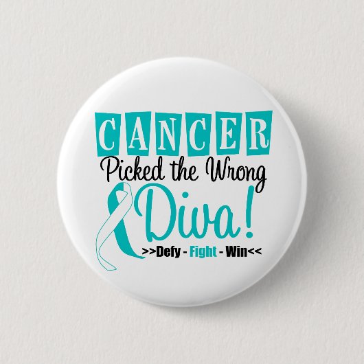 Baarmoederhalskanker koos de verkeerde diva v2 ronde button 5,7 cm (Voorkant)