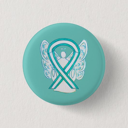 Baarmoederhalskanker - Ribbon Angel Button Pin (Voorkant)