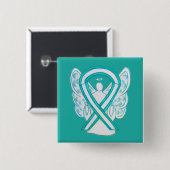 Baarmoederhalskanker - Ribbon Angel Button Pin (Voorkant /achterkant)