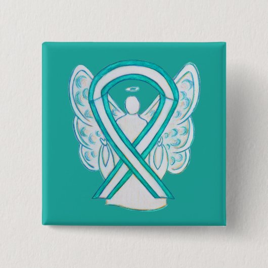 Baarmoederhalskanker - Ribbon Angel Button Pin (Voorkant)