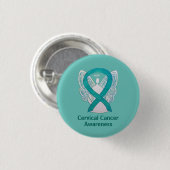 Baarmoederhalskanker - Ribbon Angel-Button Ronde Button 3,2 Cm (Voorkant /achterkant)