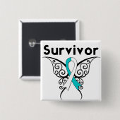 Baarmoederhalskanker Survivor Tribale Butterfly Vierkante Button 5,1 Cm (Voorkant /achterkant)