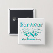 Baarmoederhalskanker Survivor Tribbon Vierkante Button 5,1 Cm (Voorkant /achterkant)