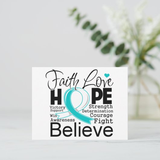 Baarmoederhalskanker typografisch geloof liefde ho briefkaart (Staand voorkant)