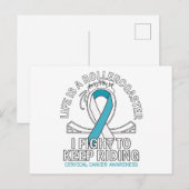 Baarmoederhalskanker, wit blauwgroen lint briefkaart (Voorkant / Achterkant)