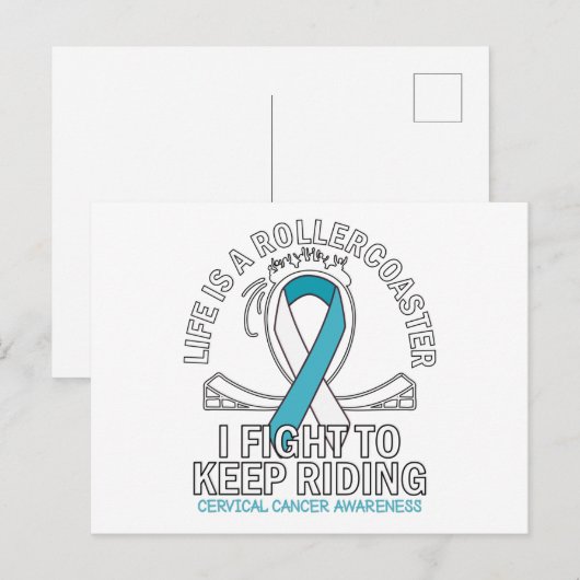 Baarmoederhalskanker, wit blauwgroen lint briefkaart (Voorkant / Achterkant)