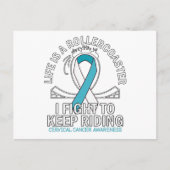 Baarmoederhalskanker, wit blauwgroen lint briefkaart (Voorkant)