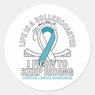 Baarmoederhalskanker, wit blauwgroen lint ronde sticker