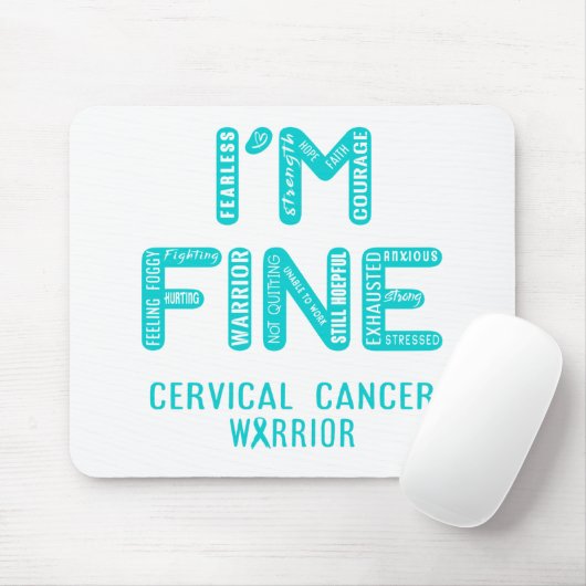 Baarmoederkanker - IK BEN FINE Muismat (Met muis)