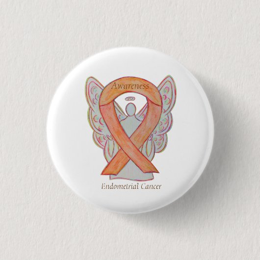 Baarmoederkanker Perzik Bewustzijnslint Spelden Ronde Button 3,2 Cm (Voorkant)