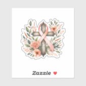 Baarmoederkanker Perzik lint met kruis Sticker (Vel)