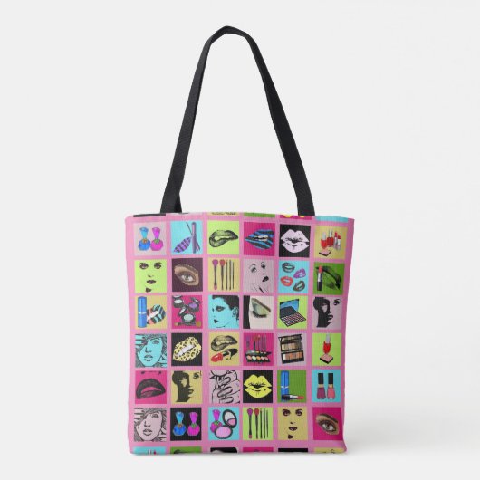 baarmoeders gezichten Makeup Beauty Cosmetics coll Tote Bag (Achterkant)