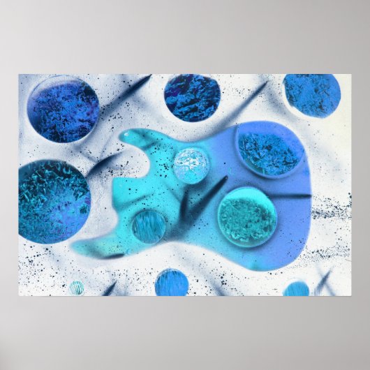 baars guitaarblauw groen invert planeten schildere poster (Voorkant)