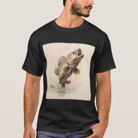 Baars springt uit het water t-shirt (Voorkant)
