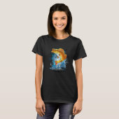 Baars springt uit het water visser t-shirt (Voorkant volledig)