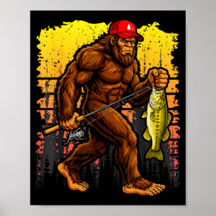 Baars vissen bigfoot in vrachtwagenhoed grappig vi poster