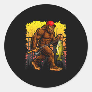 Baars vissen bigfoot in vrachtwagenhoed grappig vi ronde sticker