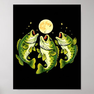 Baars vissen naar de maan grootbekbaars poster
