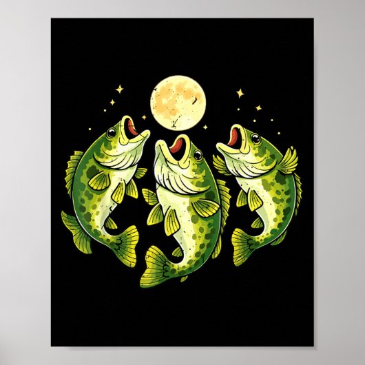 Baars vissen naar de maan grootbekbaars poster (Voorkant)