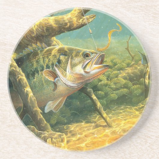 baars vissen zandsteen onderzetter (Voorkant)