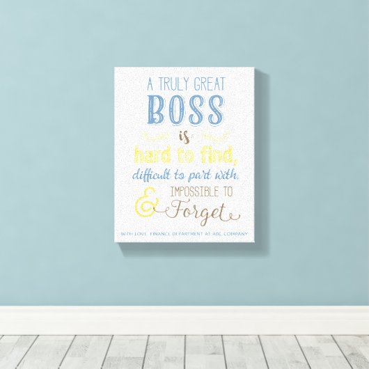 Baas Afscheid / Pensioengeschenk Canvas Afdruk (Insitu (Houten vloer))