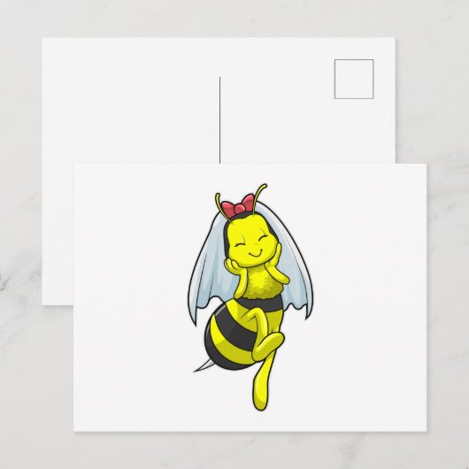 Baas als Bride op bruiloft met Veil Briefkaart (Voorkant / Achterkant)