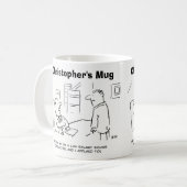 Baas applaudisseert voor werknemer met laag loon.  koffiemok (Voorkant links)