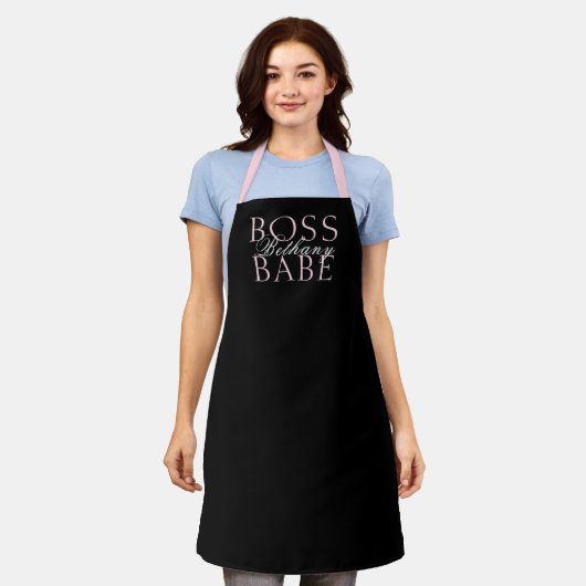 baas babe naam blush zwart meisje schort (Gedragen)