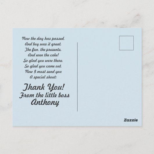 Baas Baby Dank u Briefkaart (Achterkant)