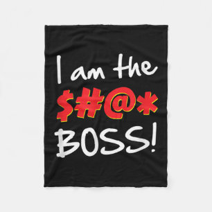 Baas, bazen Humor Quote Graphic Gag Gift Fleece Deken