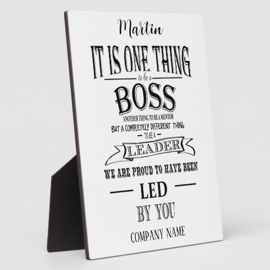 Baas BEDANKT JULLIE "geweldige baas" Fotoplaat (Zijkant)