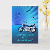 Baas Birthday Motorbike Kaart (Gele Bloem)