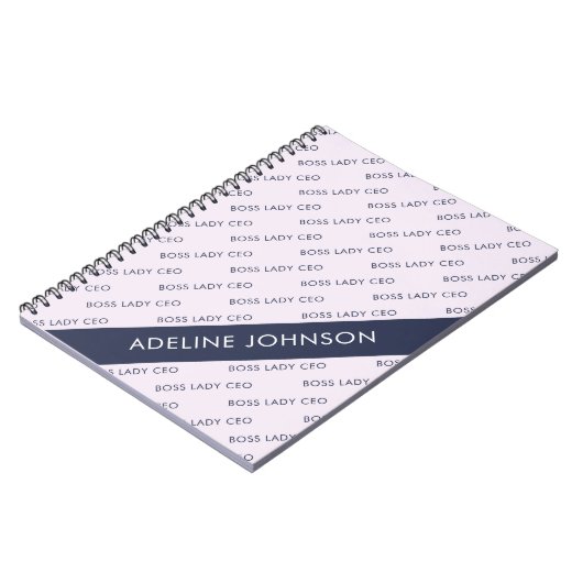Baas Dame CEO Tekstpatroon op Bleke Mauve Notitieboek (Linkerzijde)