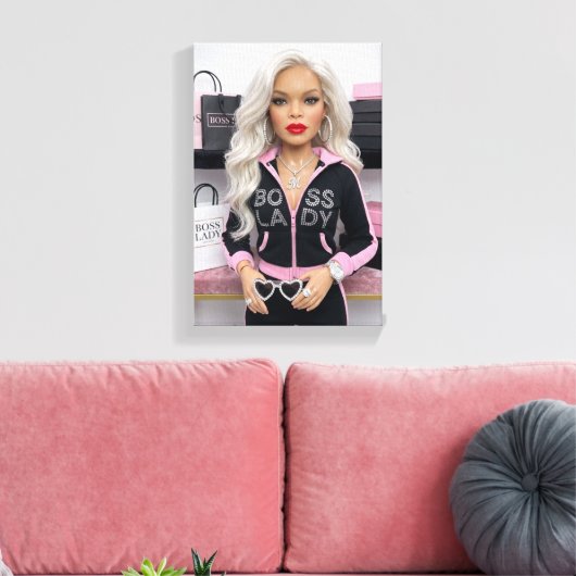 Baas Dame Glam Pop Canvas Print (Insitu (Woonkamer))