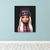 Baas Dame Glam Pop Canvas Print (Insitu (Houten vloer))