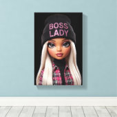 Baas Dame Glam Pop Canvas Print (Insitu (Houten vloer))