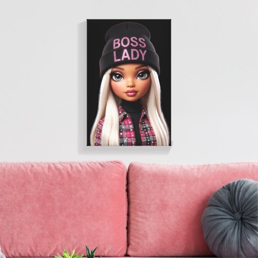 Baas Dame Glam Pop Canvas Print (Insitu (Woonkamer))