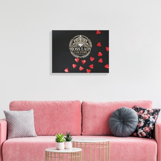 Baas Dame Harten Opgespannen Canvas Print (Insitu (Woonkamer))
