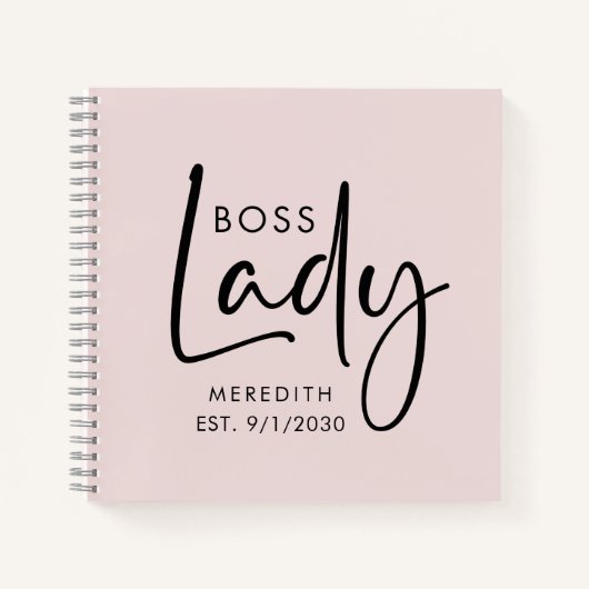 Baas Dame Logo Roze Rood Gepersonaliseerd Notitieboek (Voorkant)