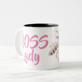 Baas Dame Mok – Roze Lettertype Koffiekopje – (Voorkant links)