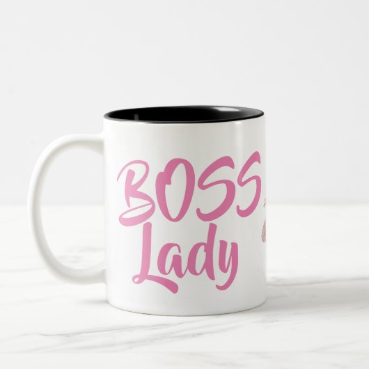 Baas Dame Mok – Roze Lettertype Koffiekopje – (Links)