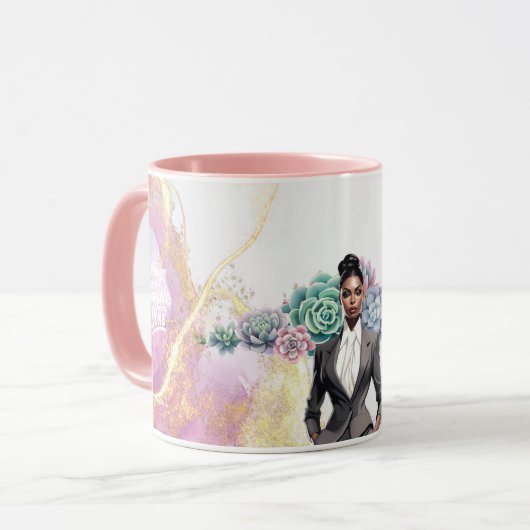 Baas dame Motivatie, prestatie en succes Mok (Voorkant links)