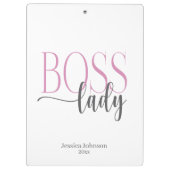 Baas Dames Roze en Grijs Natuurlijk Klembord (Achterkant)