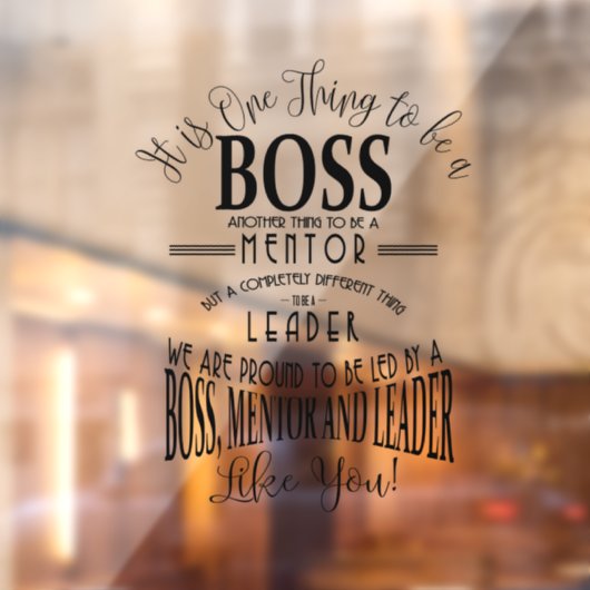 Baas DANK JE BOSS "geweldige baas Plaque sign Raamsticker (Vel 2)