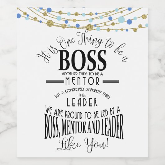 Baas dank u Waardering Cadeau Wijn label Wijn Etiket (Enkel label)