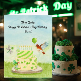Baas Gelukkig St. Patrick's Day Verjaardag Kaart
