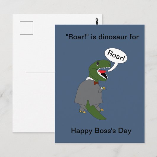 Baas Grappige Dinosaurus Happy Boss Day Personalis Briefkaart (Voorkant / Achterkant)